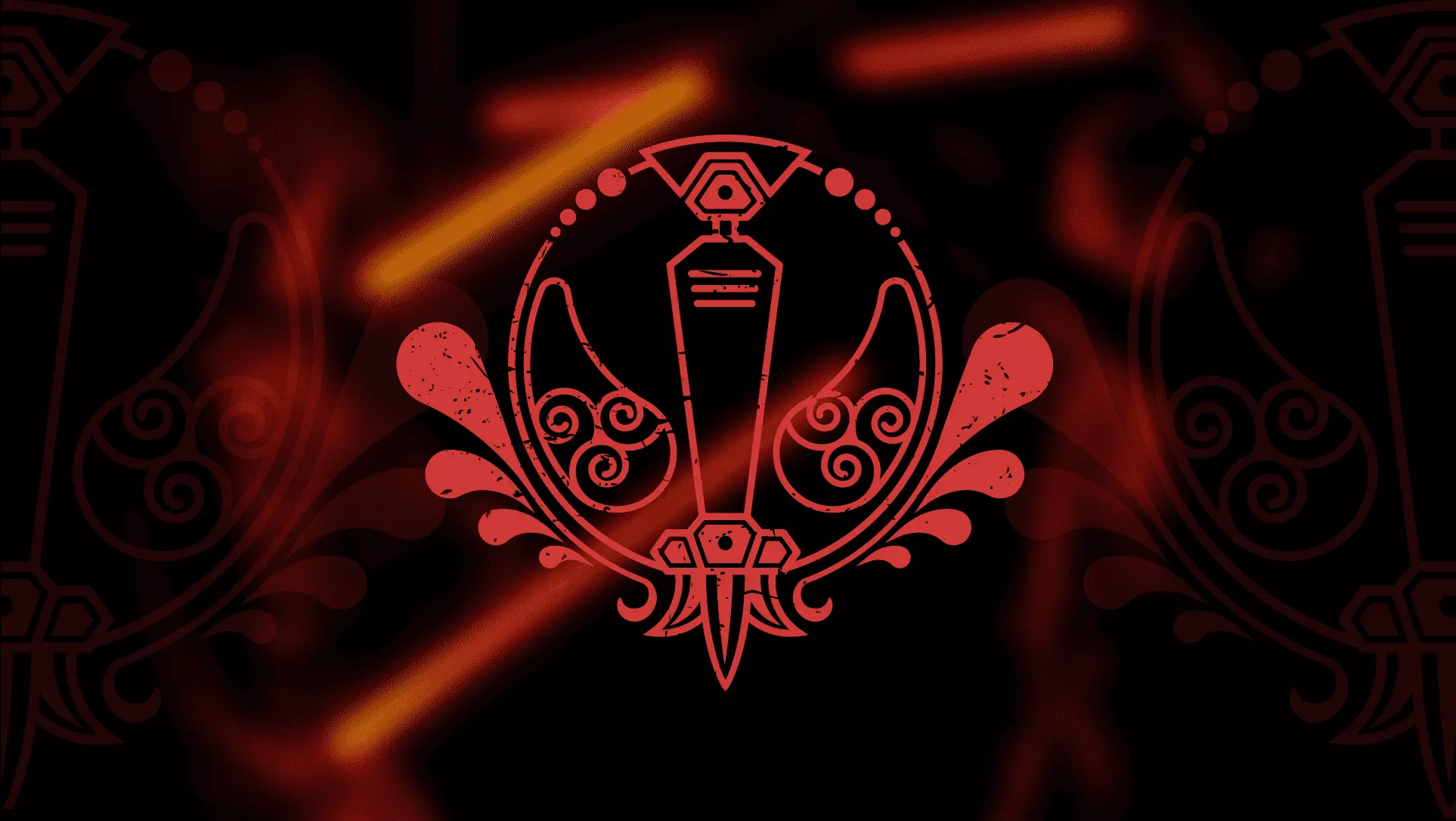 Logo de clan en rouge sur fond sombre